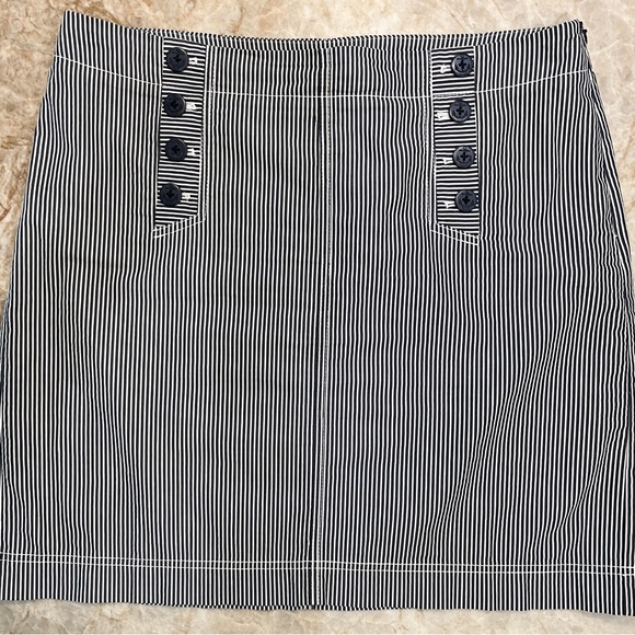 Talbots Dresses & Skirts - Talbots Nautical Seersucker Blue/White Striped Skirt Size 14